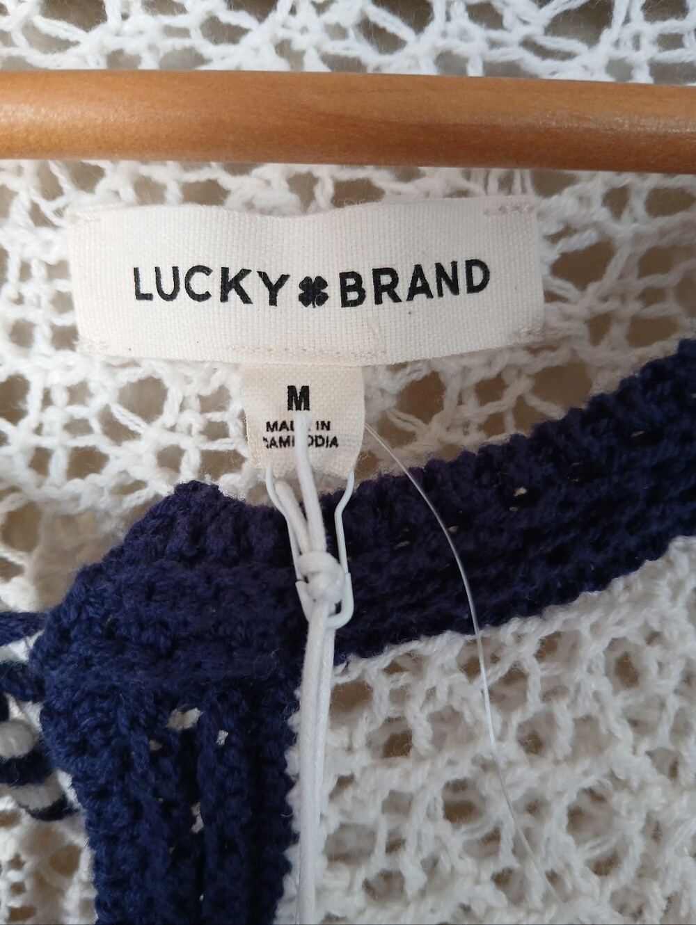 Lucky Brand Tie Keyhole Open Knit Tunic Sweater Size Medium - Picture 7 of 8